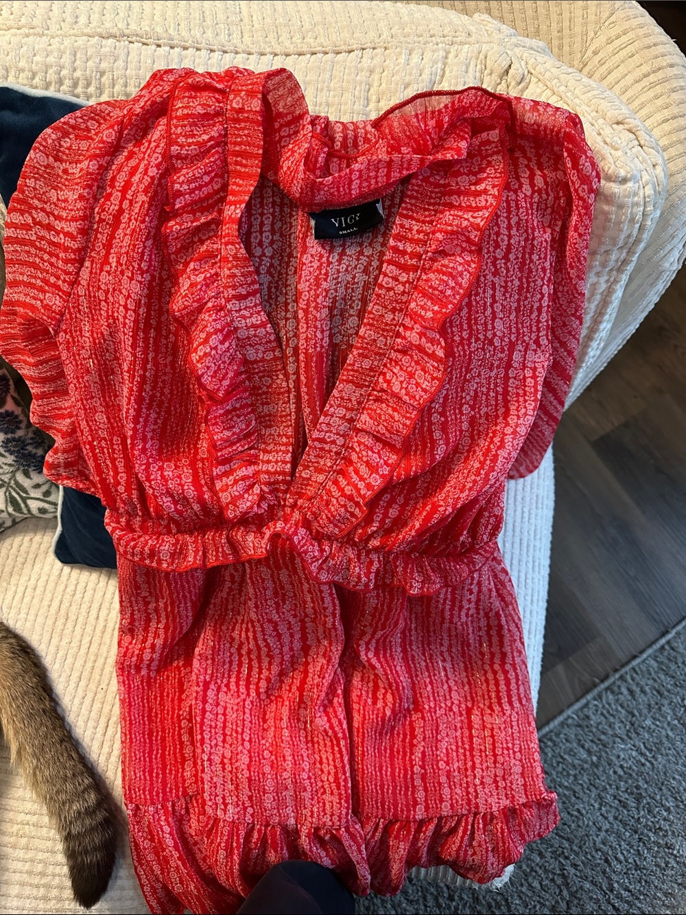 VICI Red Ruffle V-Neck dress